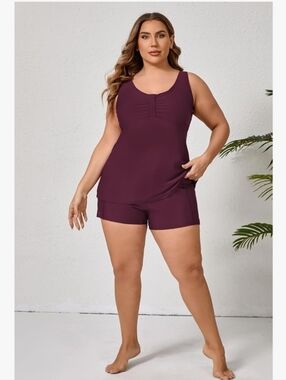 Halcurt Bugundy Tankini